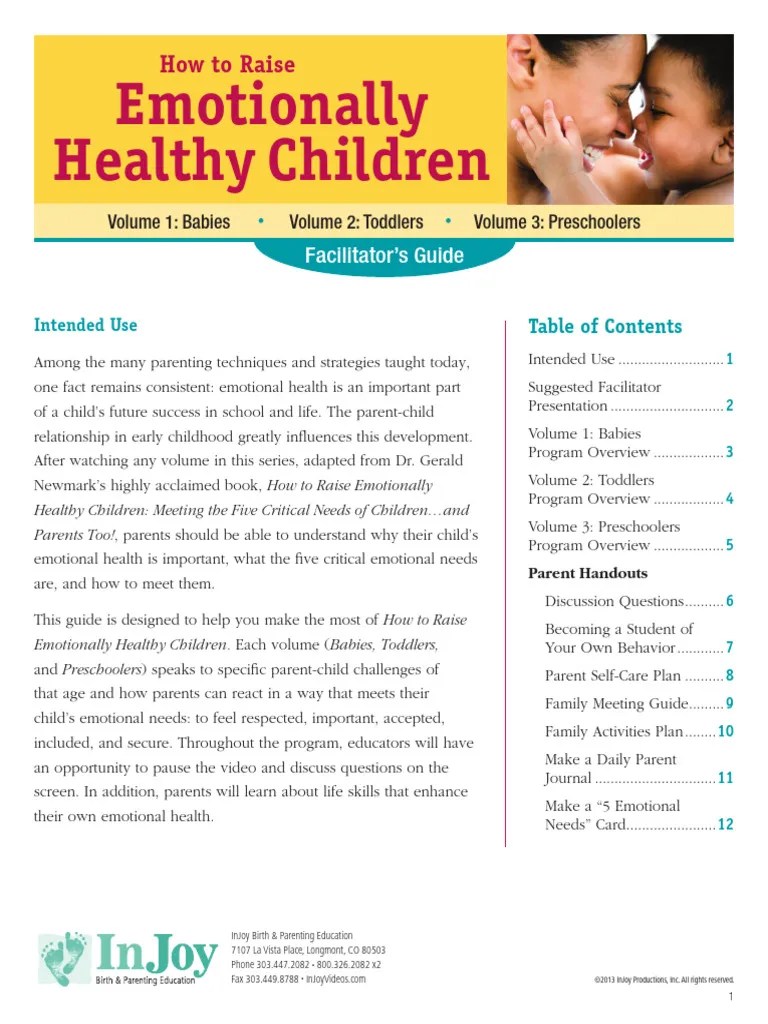 Emotionally Healthy Children: How To Raise | PDF | Parenting | Attitude (Psychology)