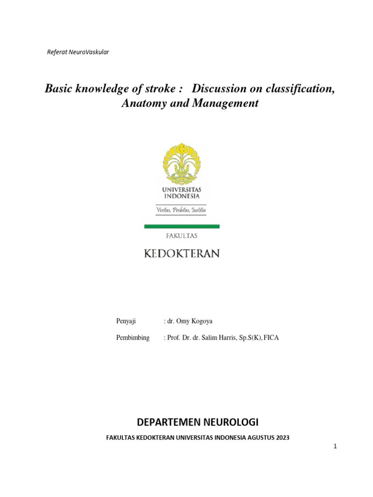 Basic Knowledge Of Stroke Discussion On Classification, Anatomy And Management | PDF | Stroke ...