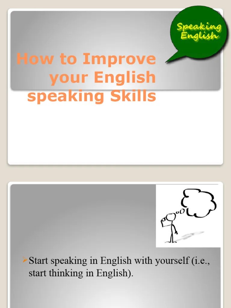 How To Improve Your English Speaking Skills | PDF