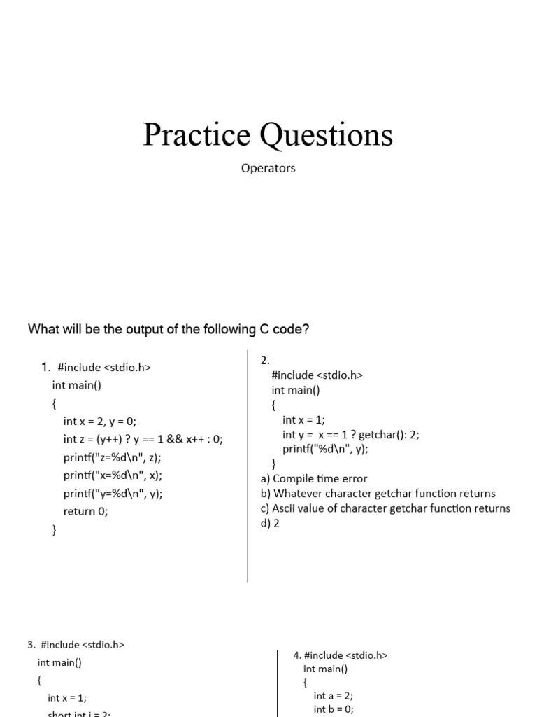 Practice Questions - 4 - Operators | PDF