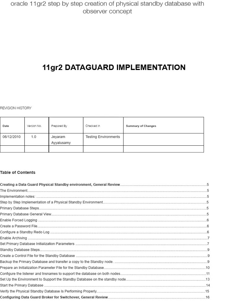 Oracle 11gr2 Step By Step Creation Of Physical Standby Database With ...