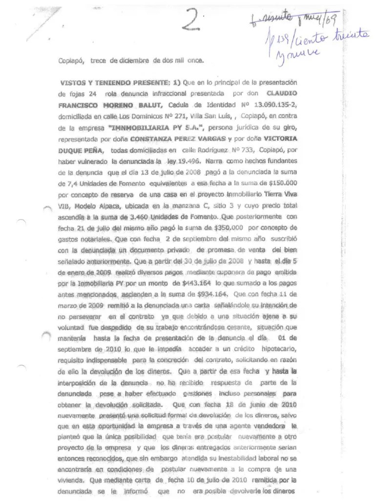 SENTENCIA DEL SEGUNDO JUZGADO De POLICÍA LOCAL De LA COPIAPÓ, Causa Rol ...