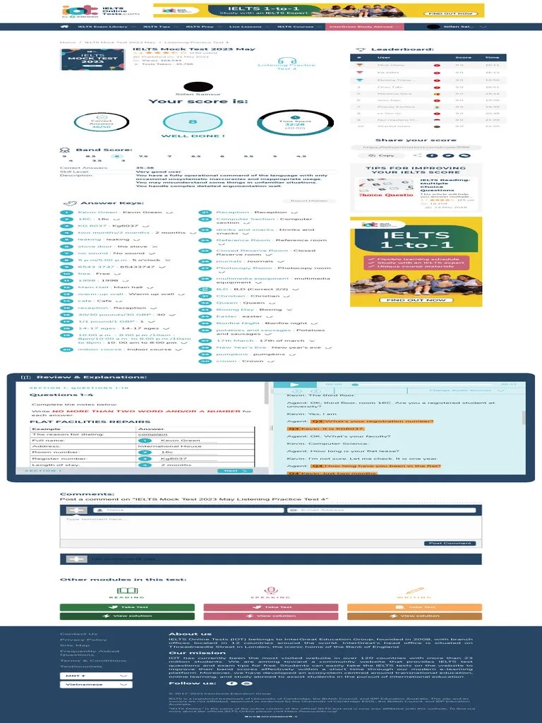 IELTS Mock Test 2023 May Listening Practice Test 4 | PDF