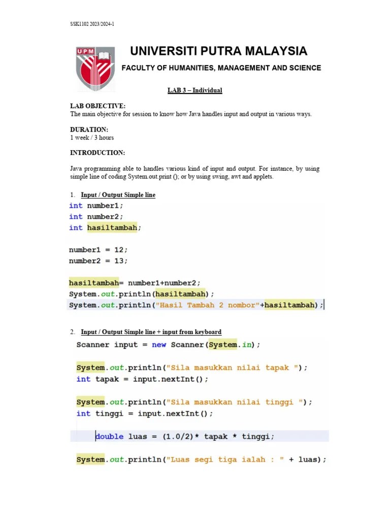 Lab 3 Input Output Dialog Box | PDF