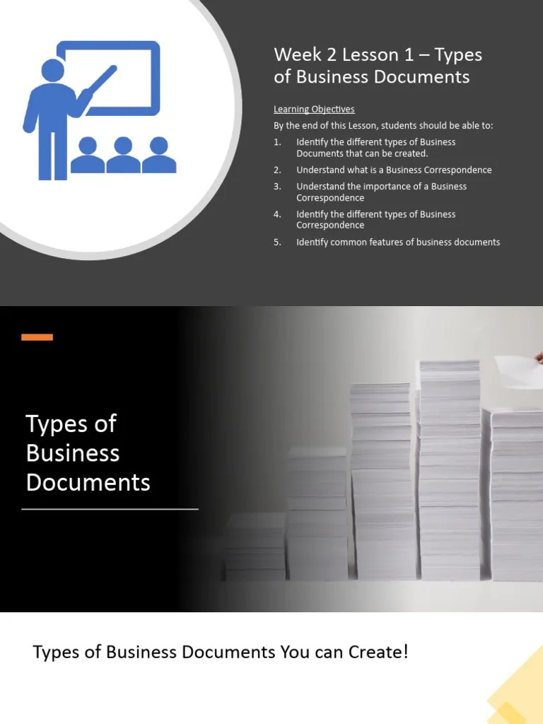 Week 2 Lesson 1 - Types Of Business Documents | PDF