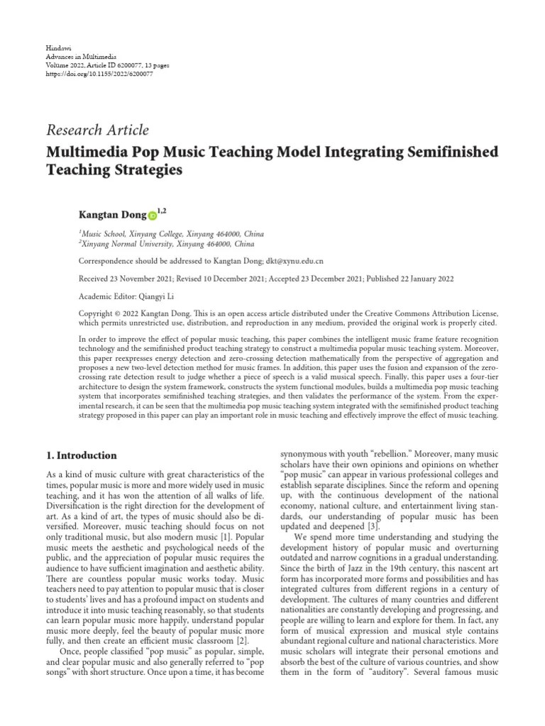 Multimedia Pop Music Teaching Model Integrating Se | PDF | Signal ...