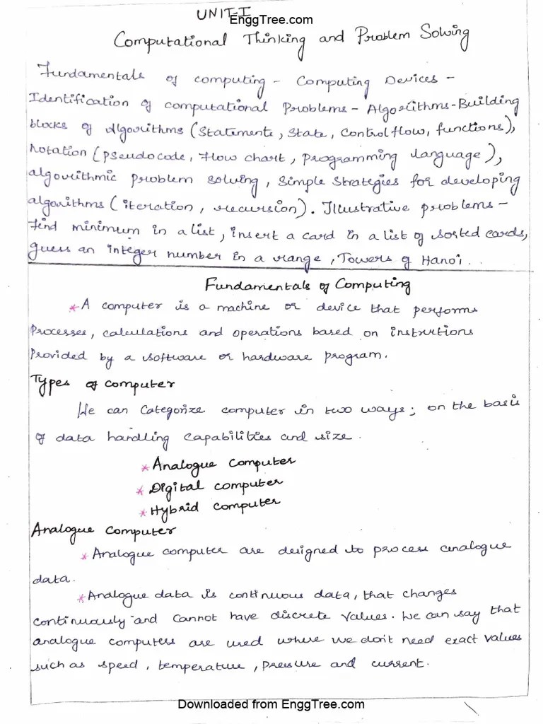 GE3151 Problem Solving And Python Programming Lecture Notes 1 | PDF ...