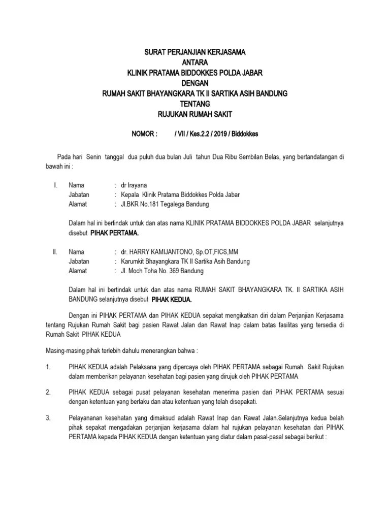 Perjanjian Kerjasama Rujukan | PDF