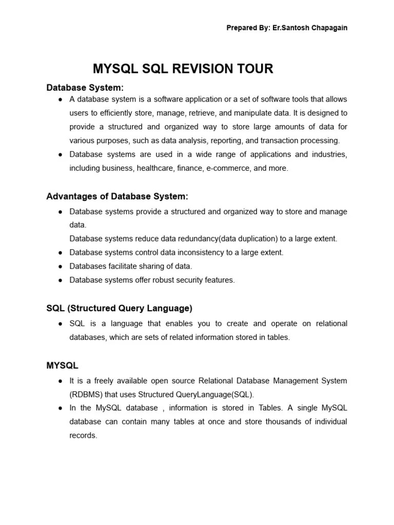 Mysql SQL Revision Tour-1 | PDF | Relational Database | Relational Model