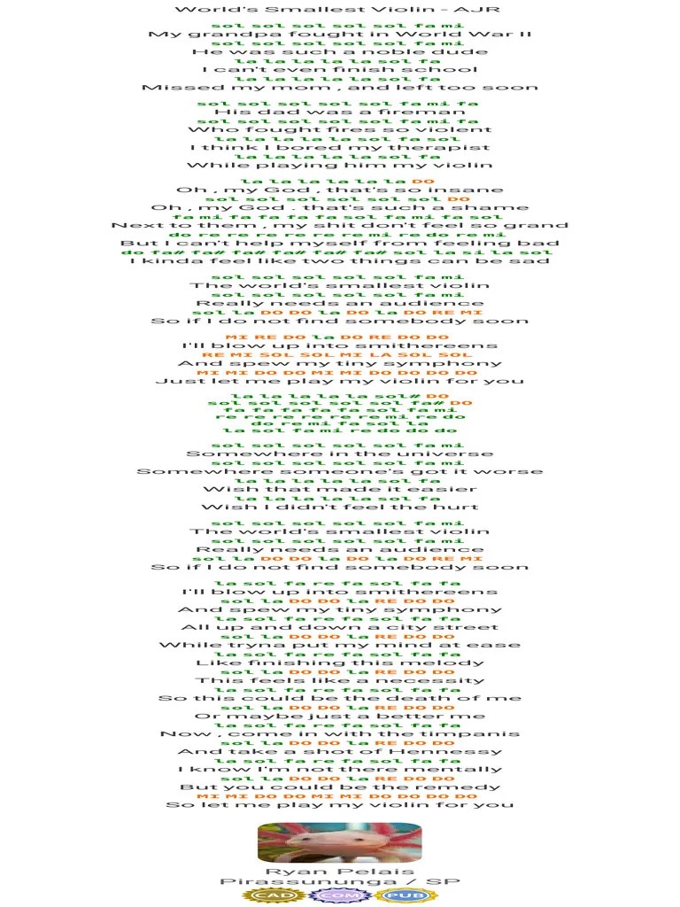 World's Smallest Violin - AJR | PDF | Musical Compositions | Musical Notation