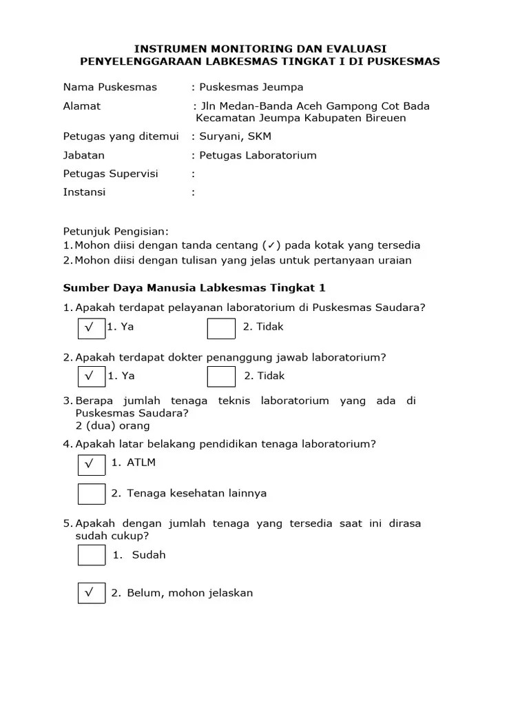 Instrumen Monitoring Dan Evaluasi | PDF