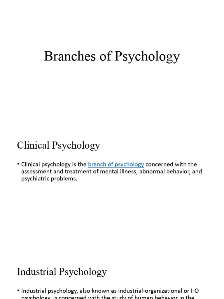 Branches Of Psychology | PDF