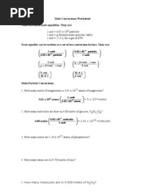 2.40 mol n2 67.2 g. Mole Conversions Worksheet Pdf Mole Unit Gases