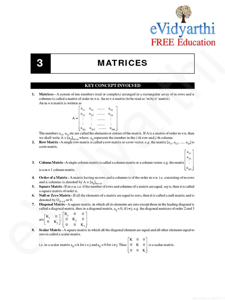 Class 12 Chapter 3 Maths Important Formulas | PDF