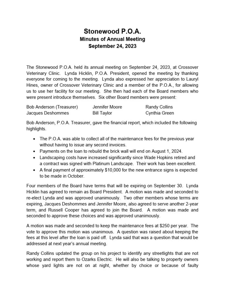 Annual Meeting Minutes 2023-9-24 Ver | PDF