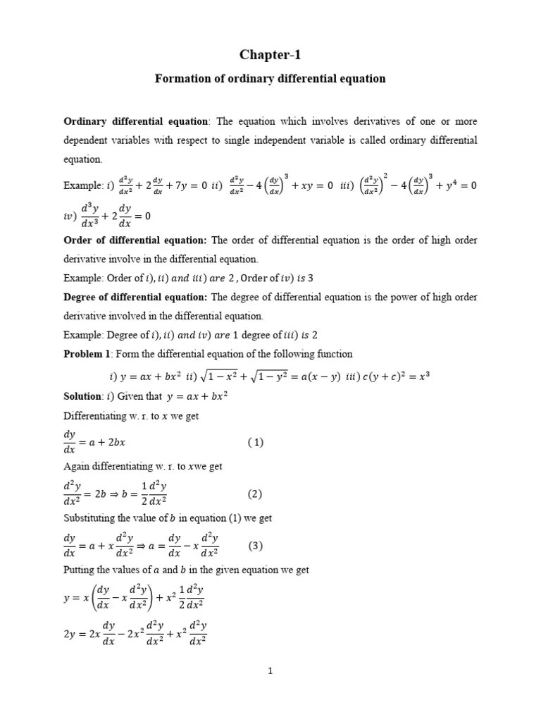 First Order Ordinary Differentiation Equations | PDF