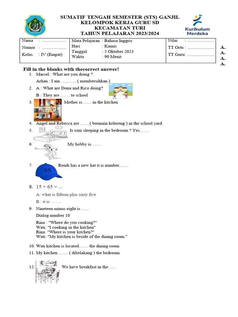 Kelas 4 Bahasa Inggris | PDF | Home | Room
