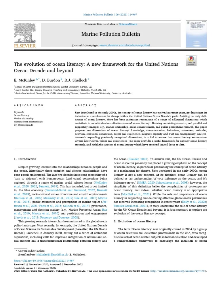 13 The Evolution Of Ocean Literacy A New Framework For The United Nations | PDF | Literacy ...
