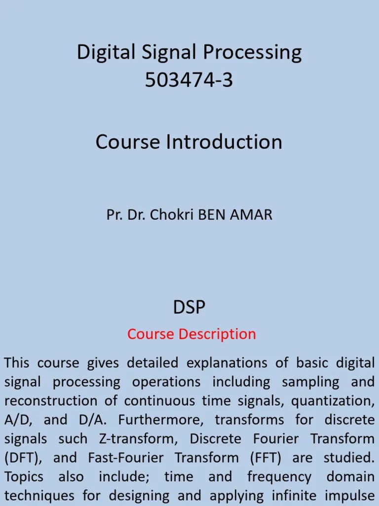 DSP Course Introduction PDF | PDF | Digital Signal Processing ...