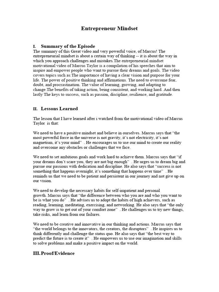 Entrepreneur Mindset | PDF | Entrepreneurship | Mindset