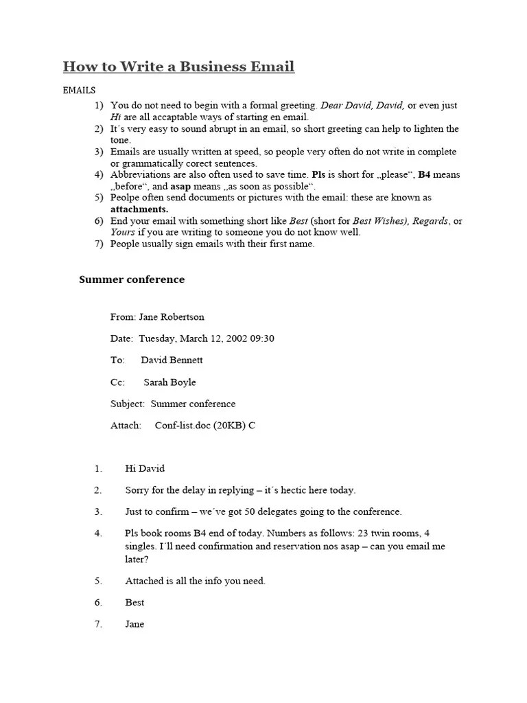 How To Write A Business Email | PDF