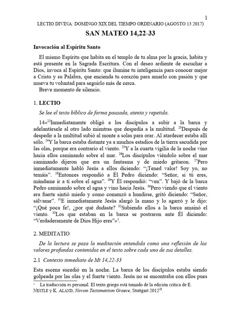 Lectio Divina TO XIX Ciclo A | PDF