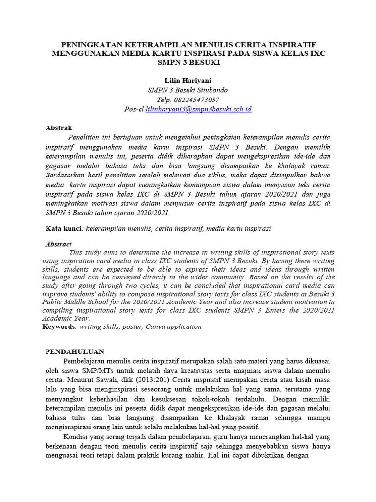 Lilin Hariyani - Penulisan Artikel Kebahasaan Dan Kesastraan | PDF