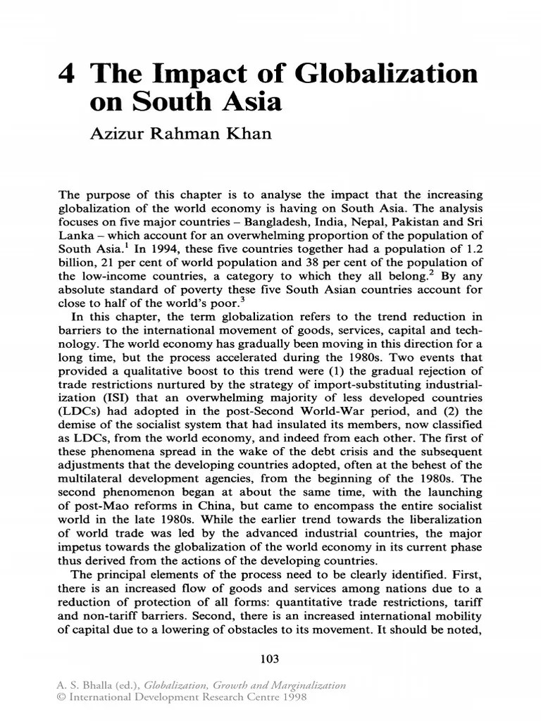 The Impact Of Globalization | PDF | Globalization | South Asia