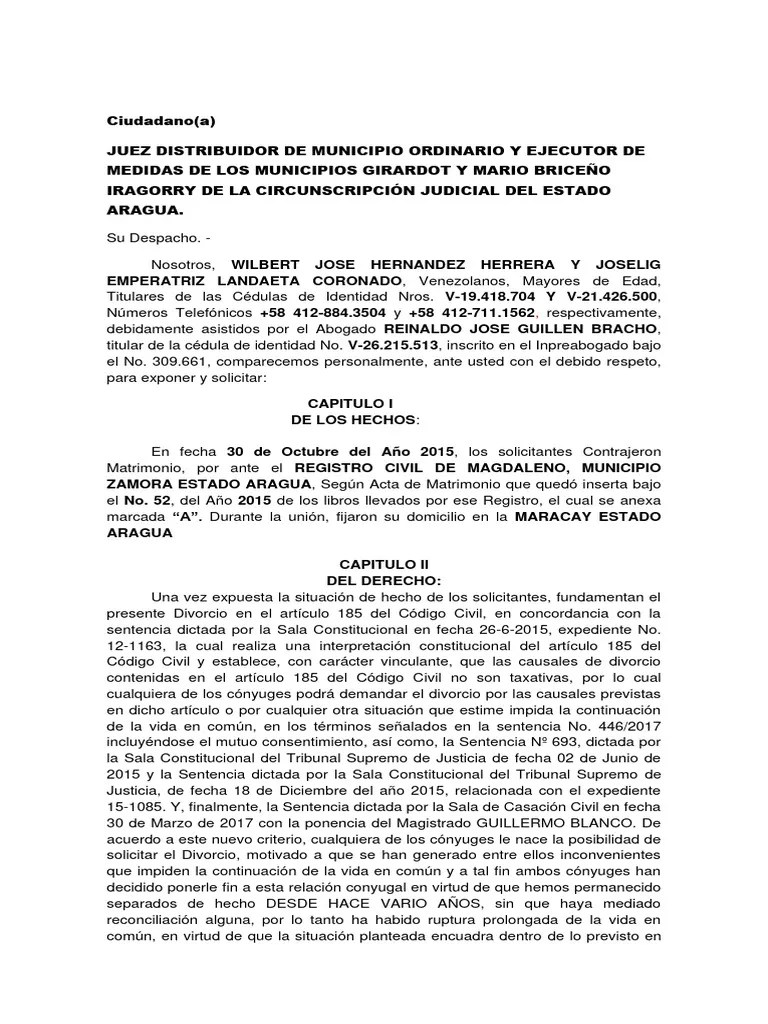 Divorcio Mutuo Acuerdo | PDF