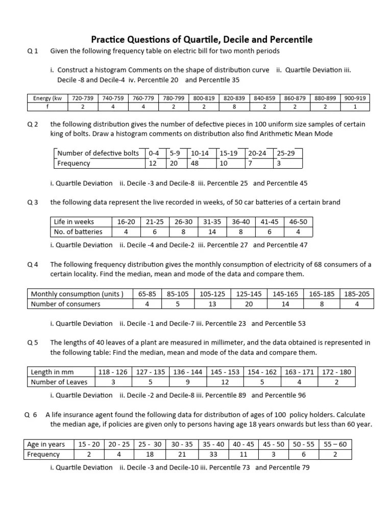 Quartile Decile Percentile | PDF