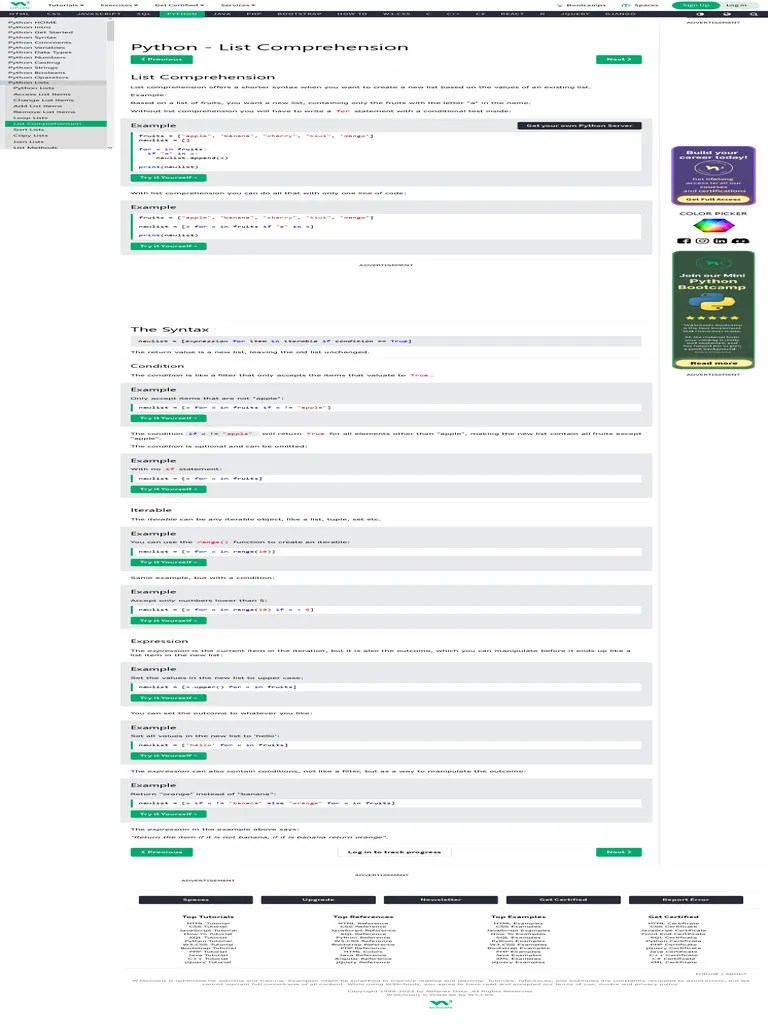 Python - List Comprehension | PDF | Python (Programming Language ...