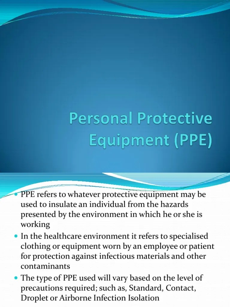 Personal Protective Equipment (PPE) | PDF | Personal Protective ...