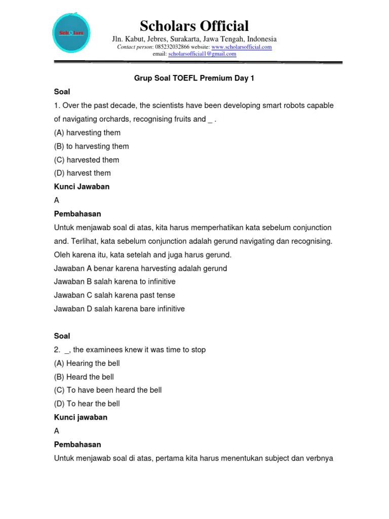 1 - 2 Grup Soal TOEFL Structure Day 01-Merged | PDF | Career & Growth ...