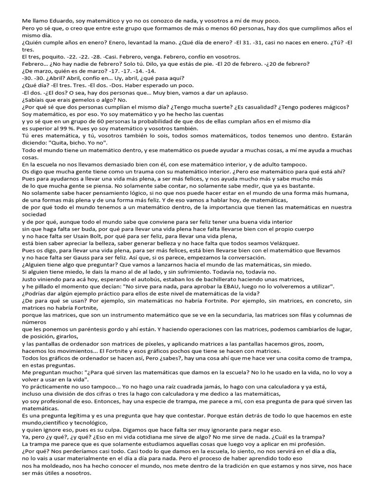 Las Matemaaticas Nos Hacen Más Libres Y Menos Manipulables - Eduardo Sáenz De Cabezon | PDF