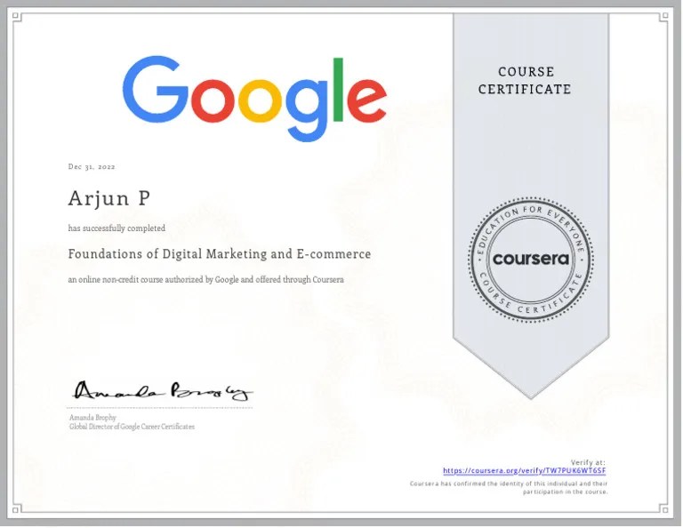 Coursera Foundations Of Digital Marketing And E-Commerce | PDF