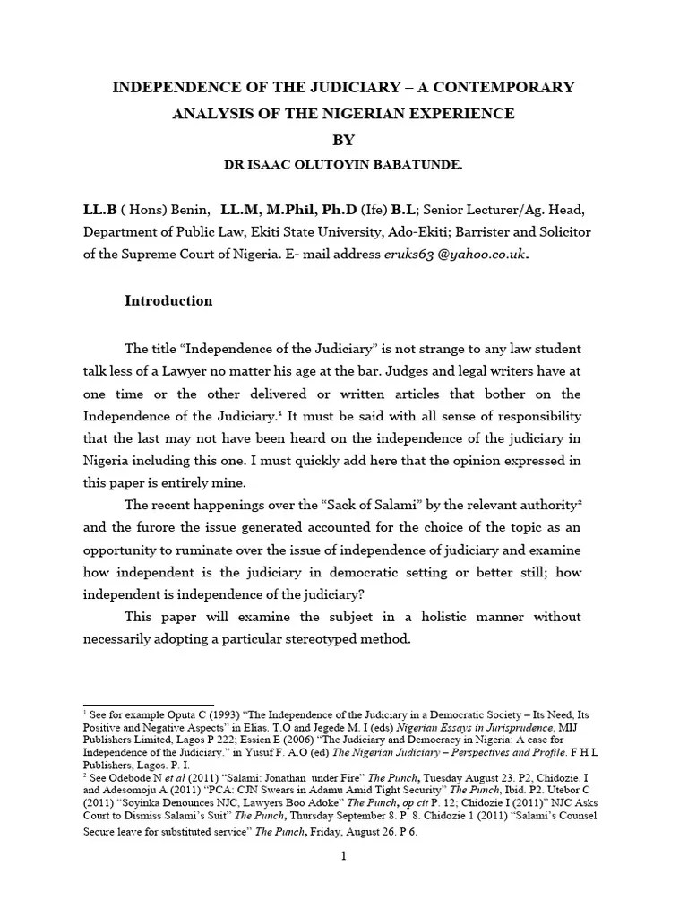 Independence Of Judiciary | PDF | Judiciaries | Judge