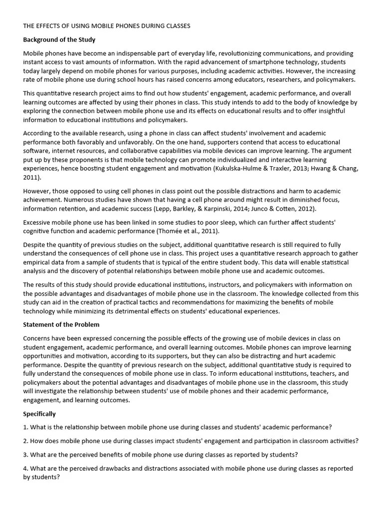 The Effects Of Using Mobile Phones During Classes | PDF