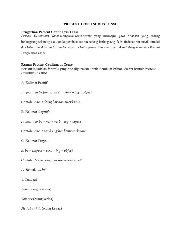 Present Continuous Tense | PDF | Linguistic Typology | Languages