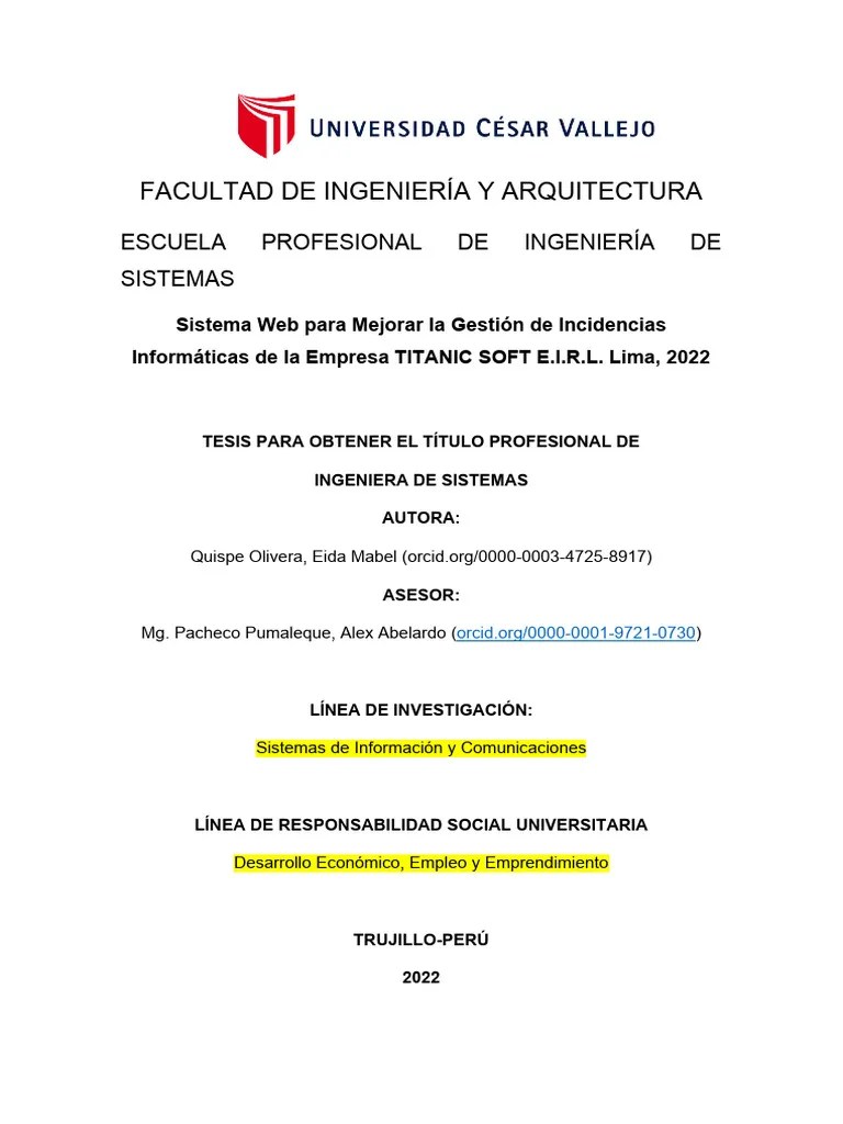 Tesis Ejemplo Sistema Web Gestion De Incidencias Feb 2023 CON ...