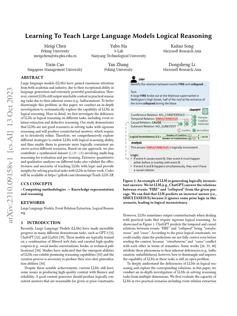 Learning To Teach Large Language Models Logical Reasoning | PDF | Logic ...