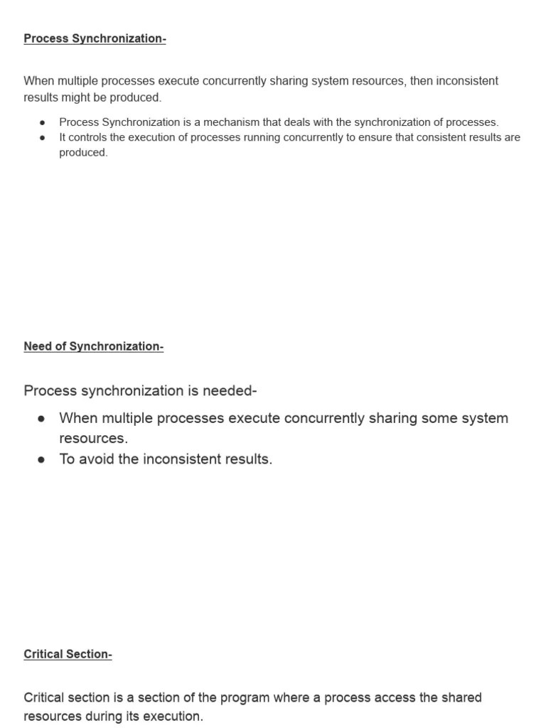 Process Synchronization | PDF | Computer Programming | Systems Engineering