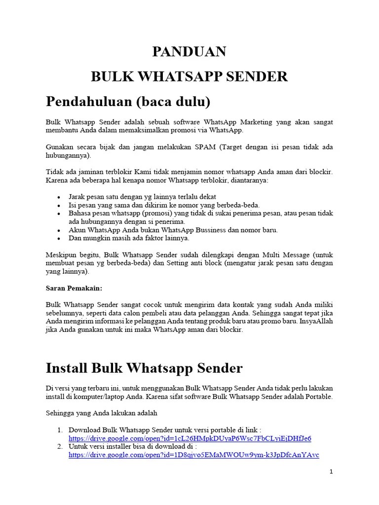 Panduan Bulk Whatsapp Sender | PDF