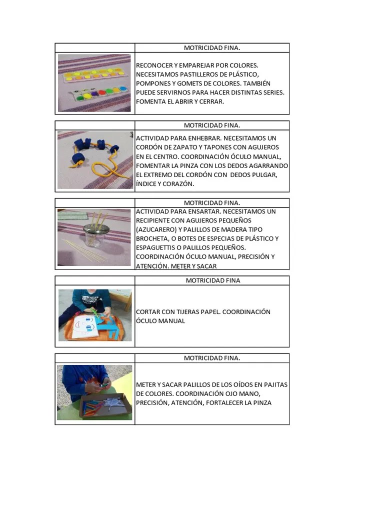 Actividades Motricidad Fina | PDF | Tornillo
