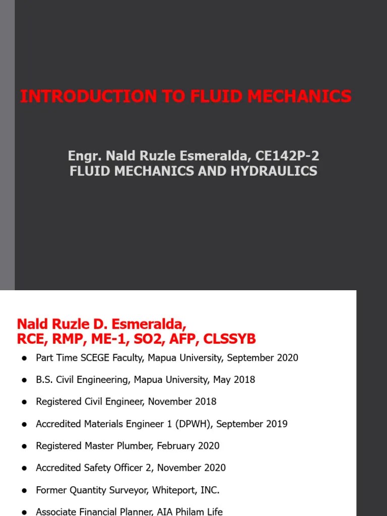 Lecture #1 Introduction To Fluid Mechanics | PDF
