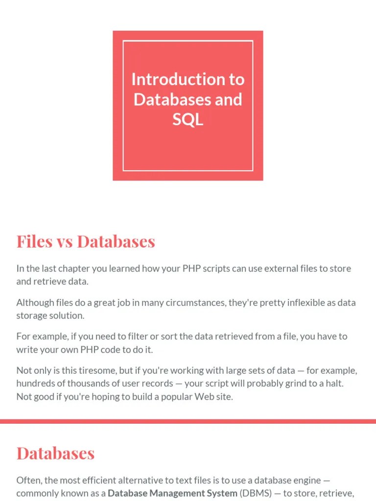 Introduction To Databases And SQL | PDF