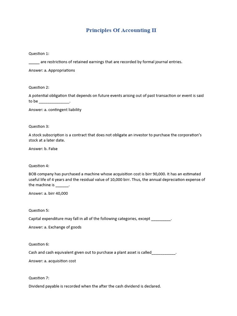 Principles Of Accounting II | PDF | Expense | Cost