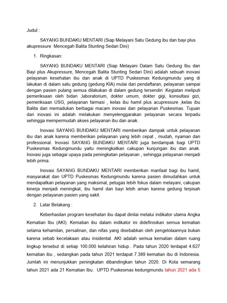 Inovasi Sayang Bundaku Mentari Pdf Sains Matematika