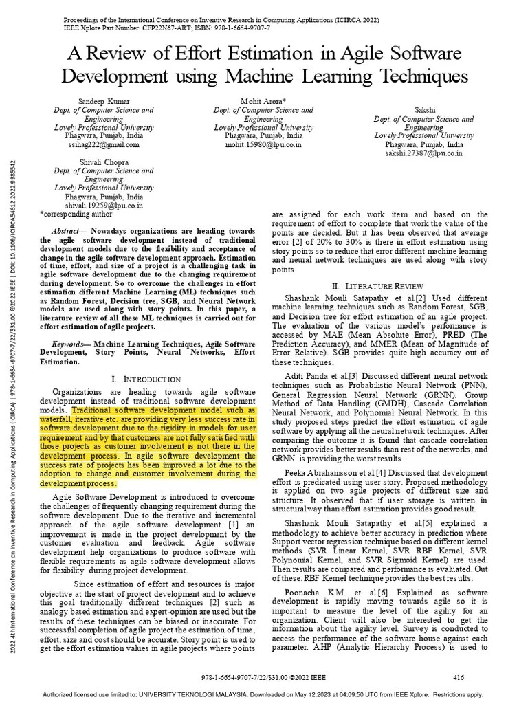 Study 3-A - Review - Of - Effort - Estimation - In - Agile - Software - Development - Using ...