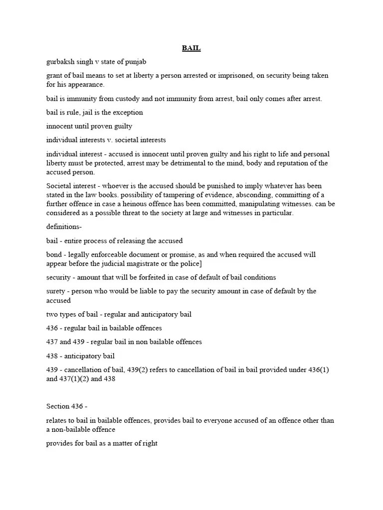 BAIL Notes | PDF | Bail | Arrest