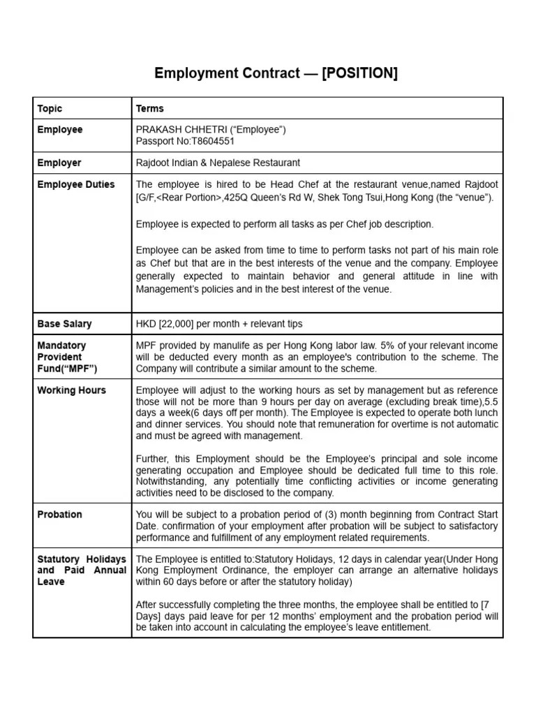 Employment Contract | PDF